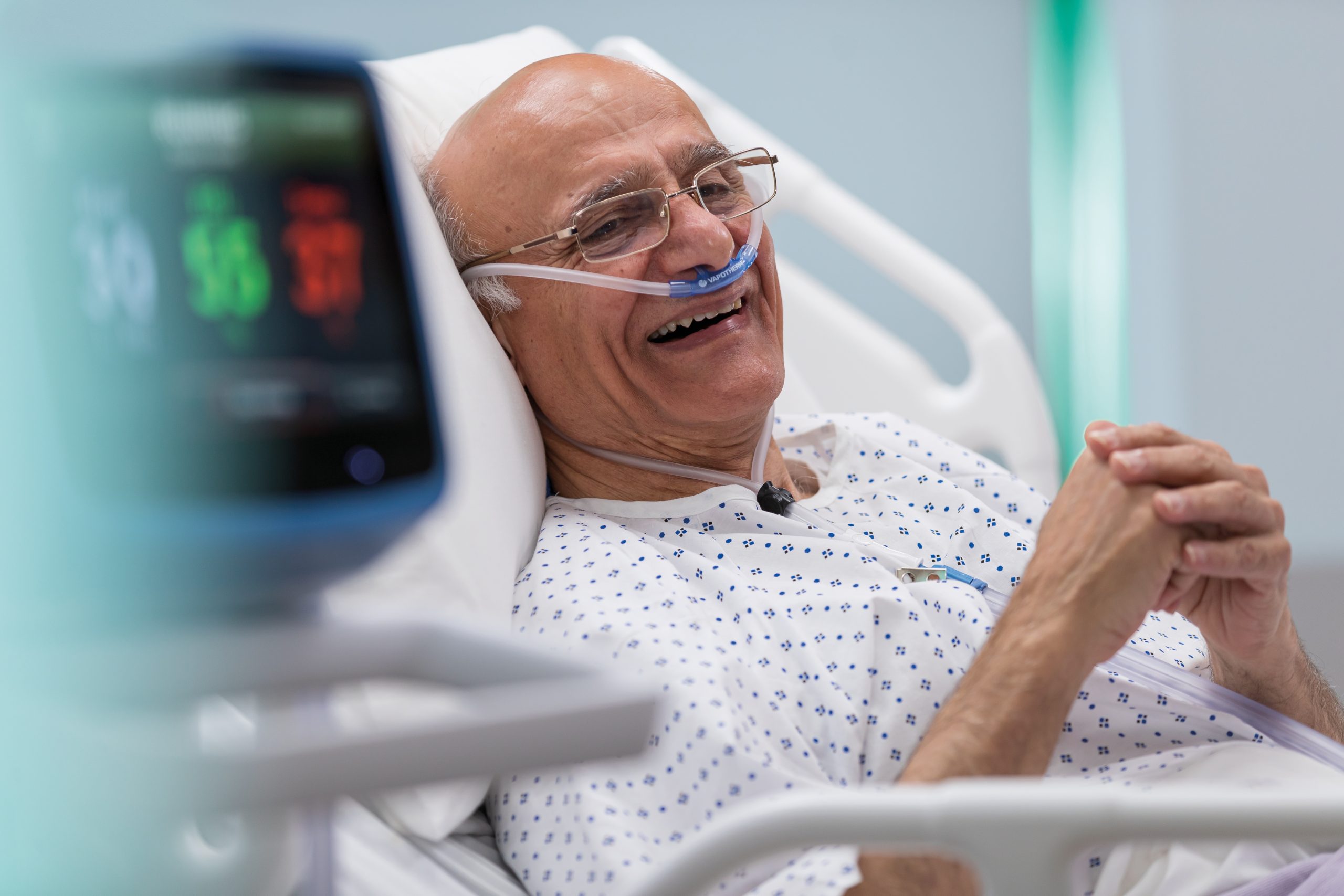Patient smiling on HVT 2.0 therapy