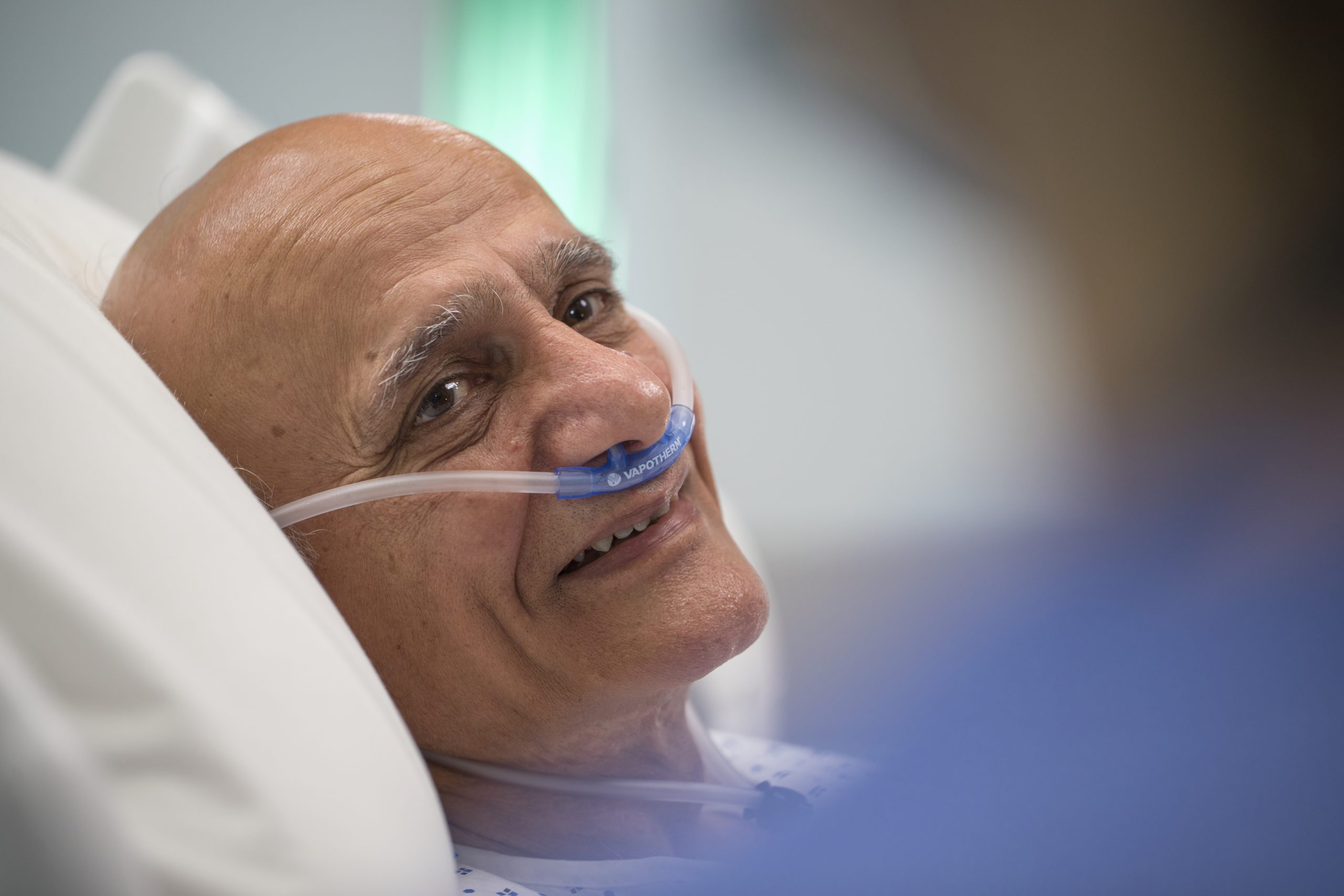 Man smiling with HVT 2.0 cannula