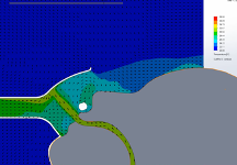 Figure 6. Simulated Fluid Temperature – End-Inspiratory, HVNI delivery at 40 L∙min-1, with 30 L∙min-1 suction airflow