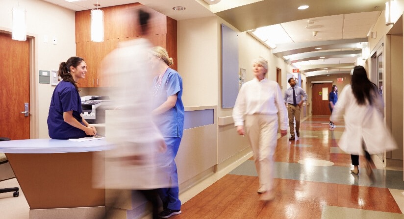 Image of a busy hospital corridor
